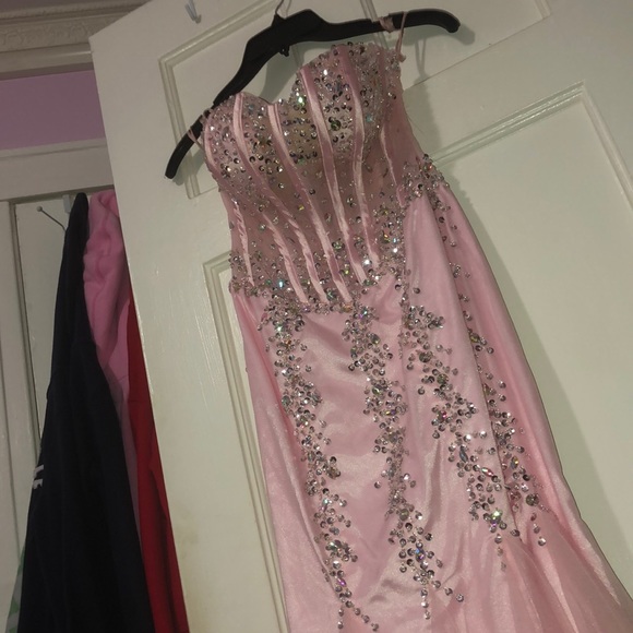 Pink bling sweetheart prom dress - Picture 8 of 9
